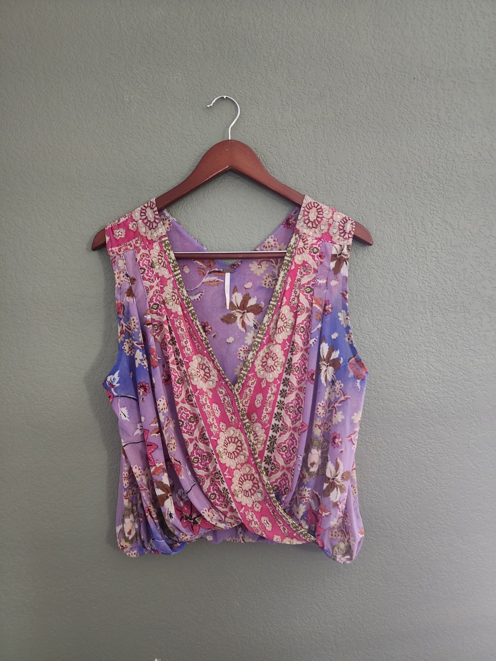 Free People Floral Surplice Camisole - Purple & Pink